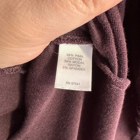 Pure Jill T-Shirt Dress Size XS Dark Purple Long Sleeve Pima Cotton Modal Blend - Picture 7 of 11